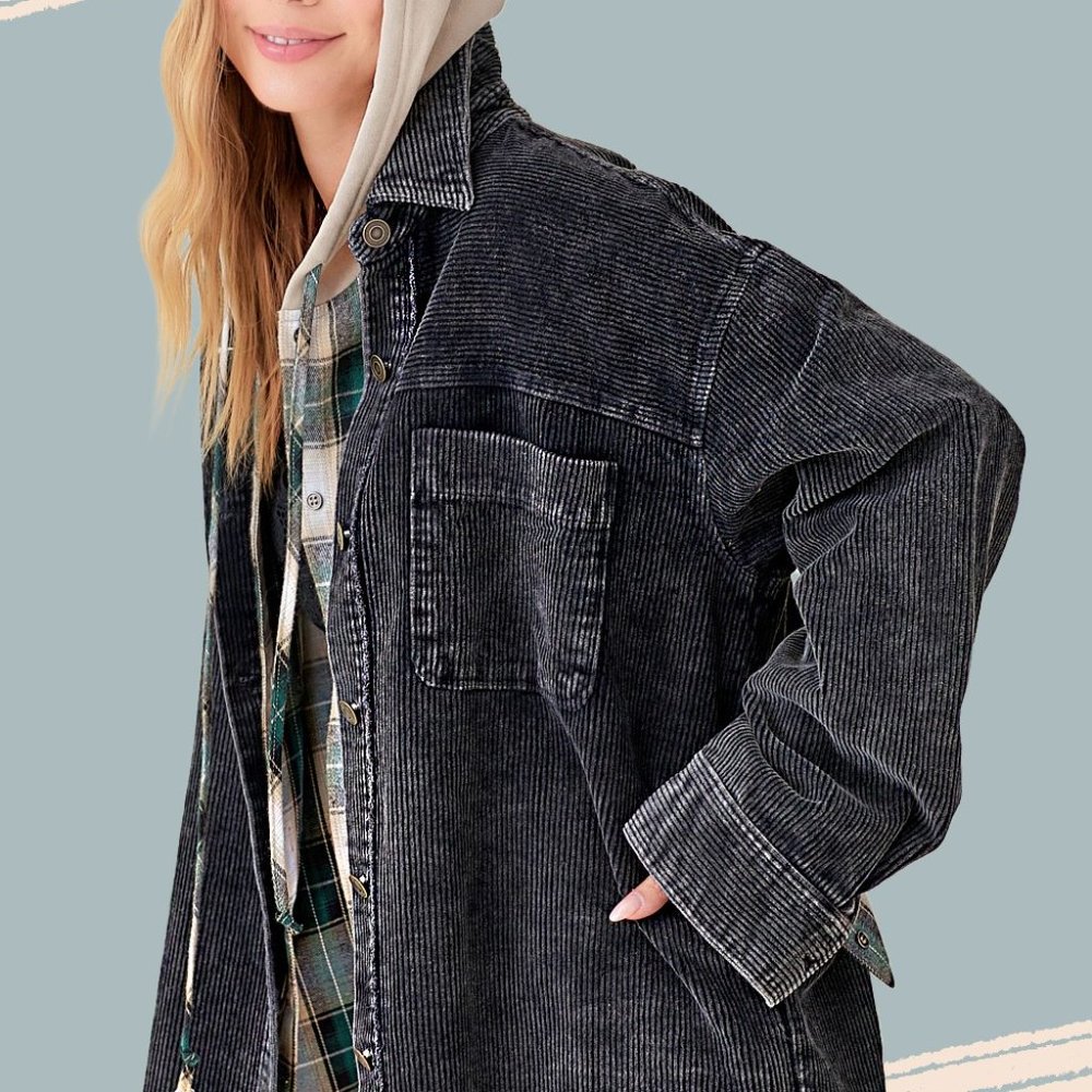 The Daisy Oversized Washed Finish Corduroy Jacket